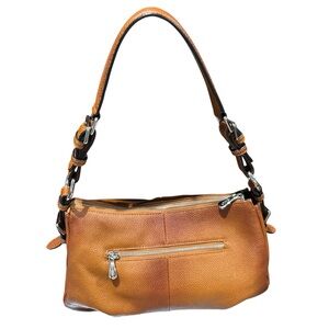 FZONE Brown Pebbled
Leather Shoulder Bag Zip Top